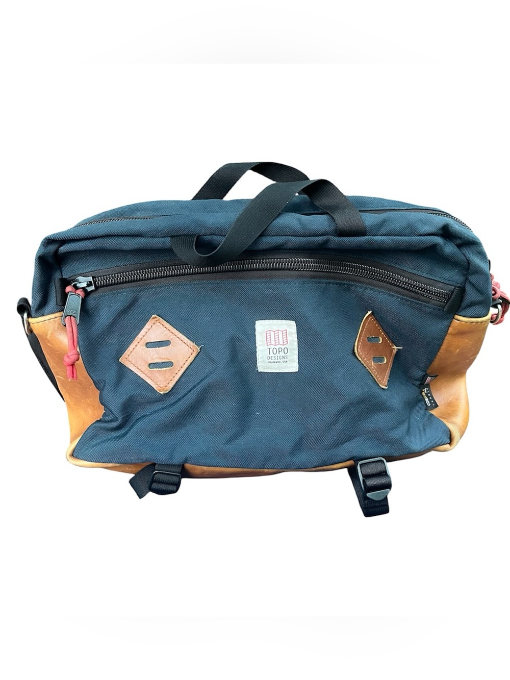Topo Designs Mountain Briefcase Navy/ Leather Backpack Briefcase